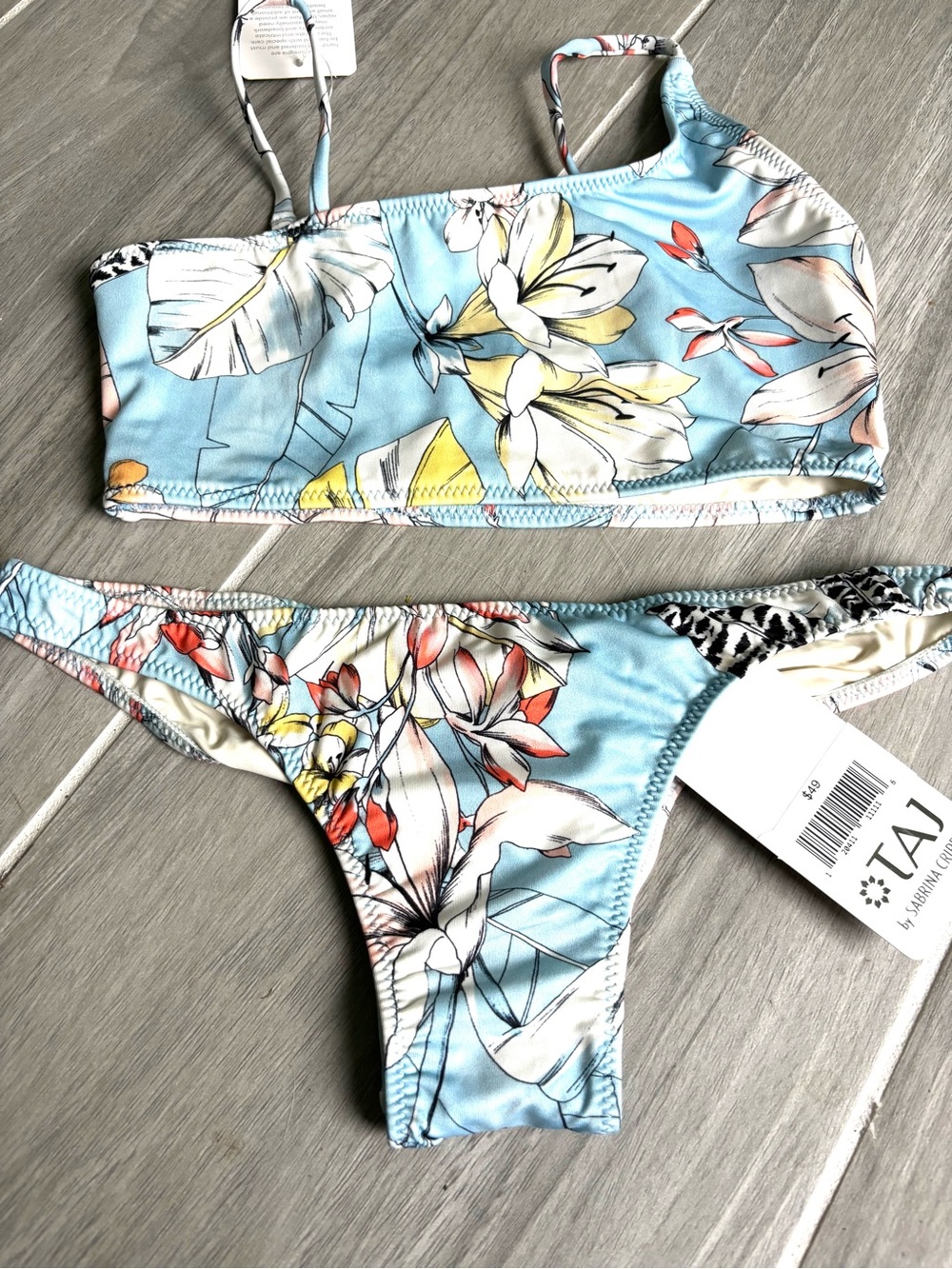 TAJ Floral Light Blue Bikini Set